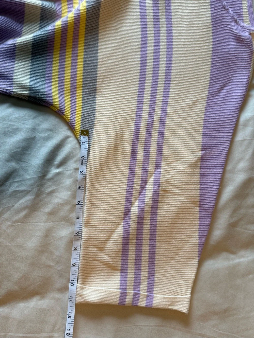 Pastel Striped Boxy Crewneck Sweater - Lavender & Cream